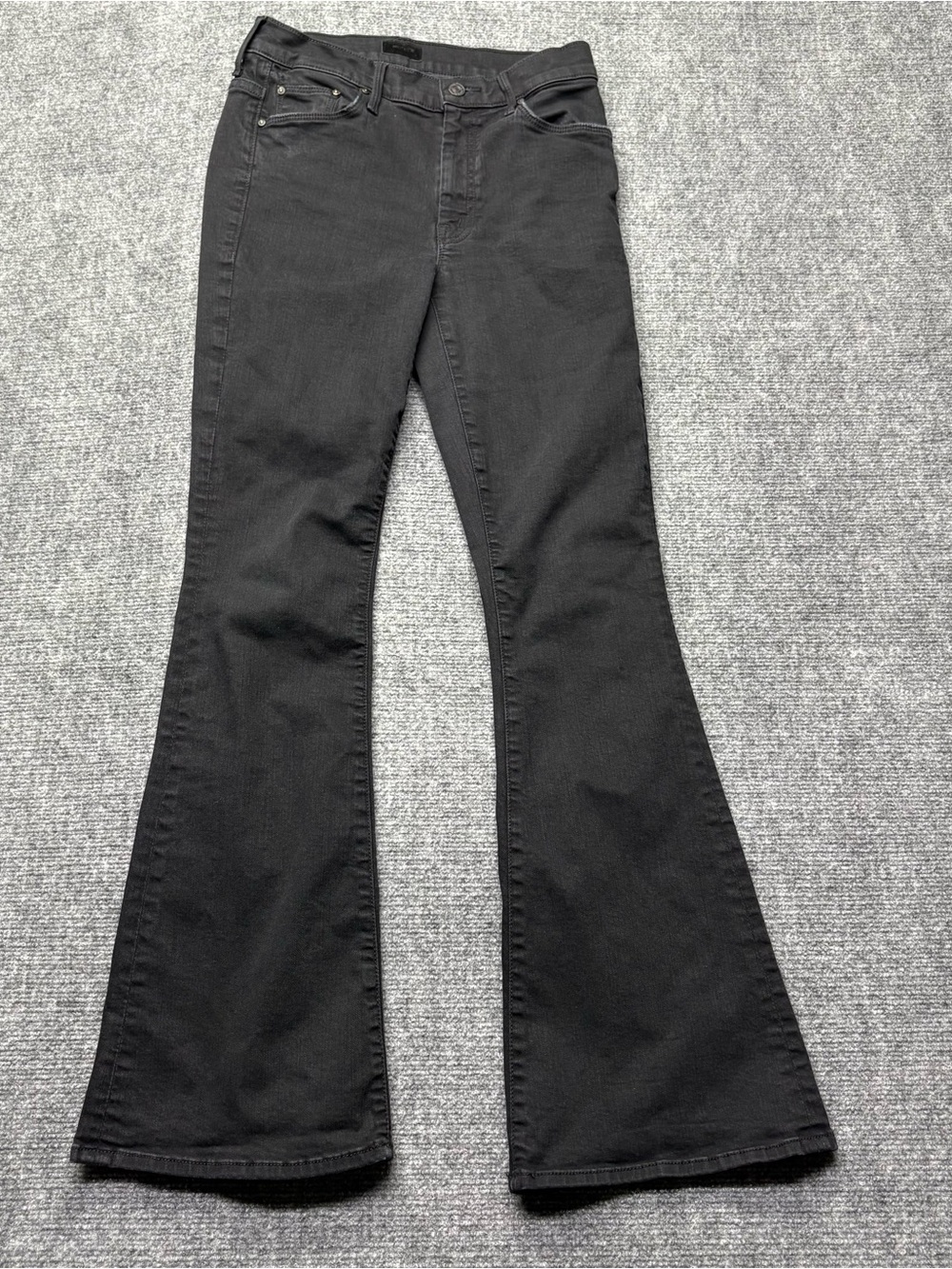 MOTHER Jeans Womens 27 Black The Weekender in Not Guilty Flare USA Made
